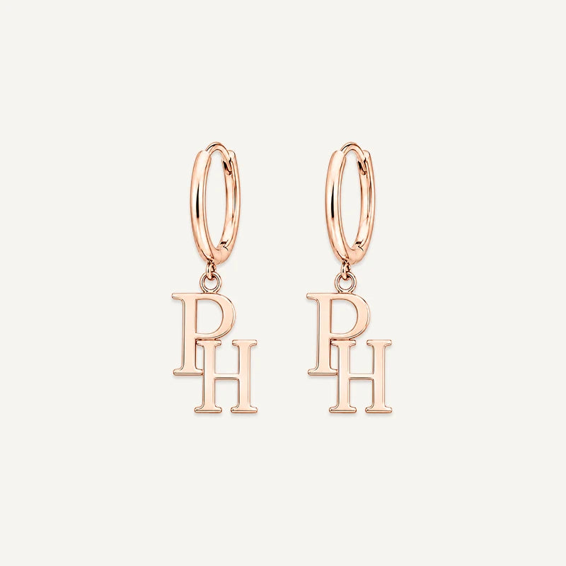 Boucles d'oreilles Créoles Initiales Or Rose