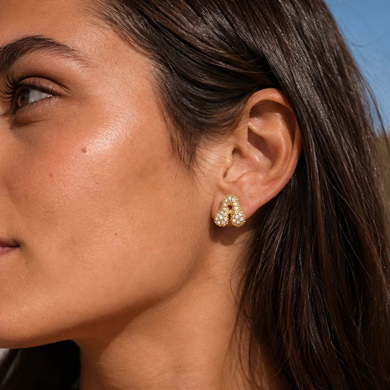 Boucles d'Oreilles Initiale Strass Femme