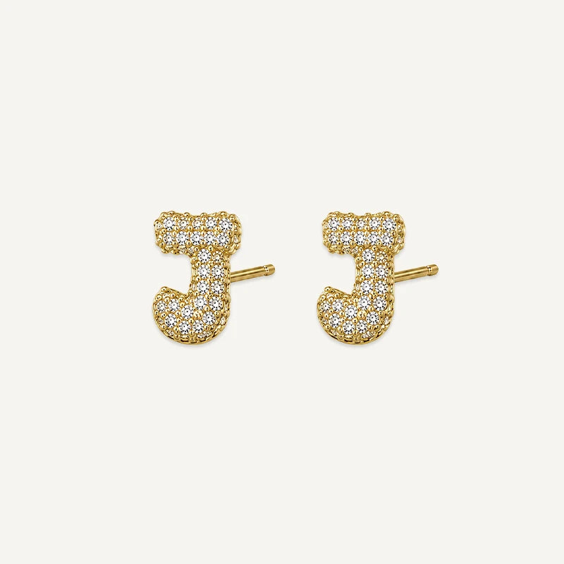 Boucles d'Oreilles Initiale Strass J