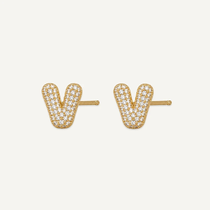 Boucles d'Oreilles Initiale Strass V