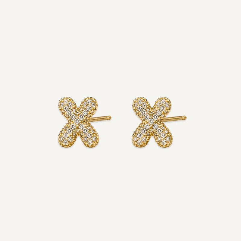 Boucles d'Oreilles Initiale Strass X
