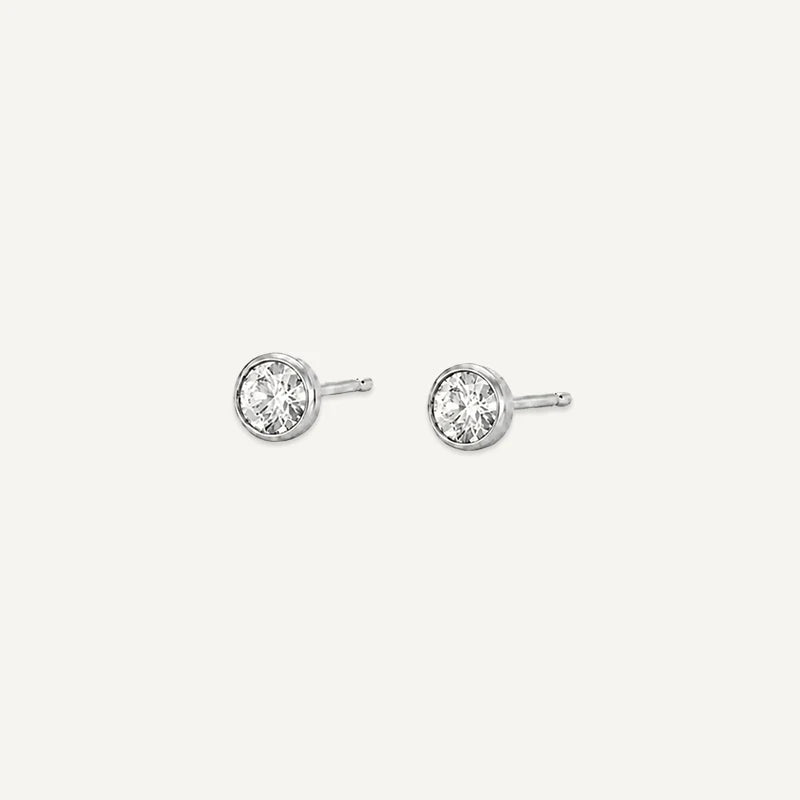Boucles d’Oreilles Puces Pierre de Naissance Argent Avril