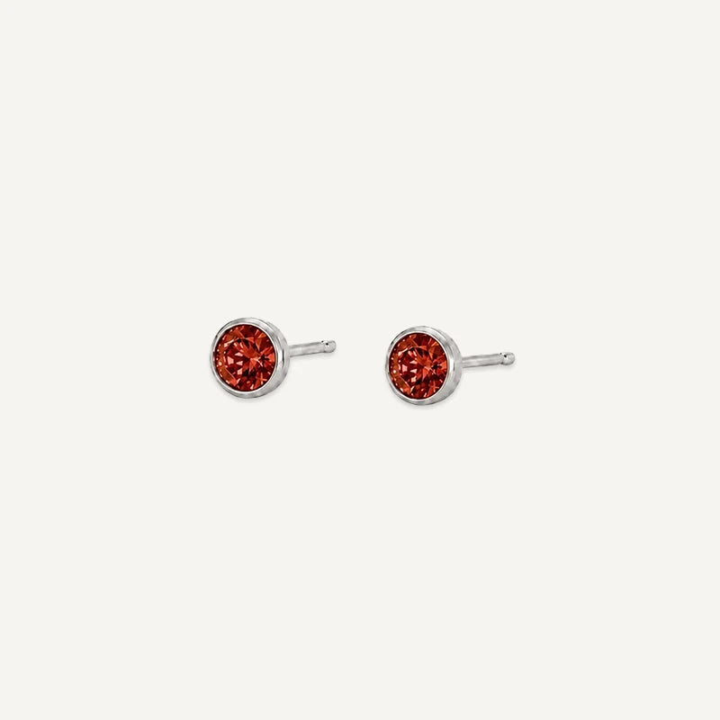 Boucles d’Oreilles Puces Pierre de Naissance Argent Janvier