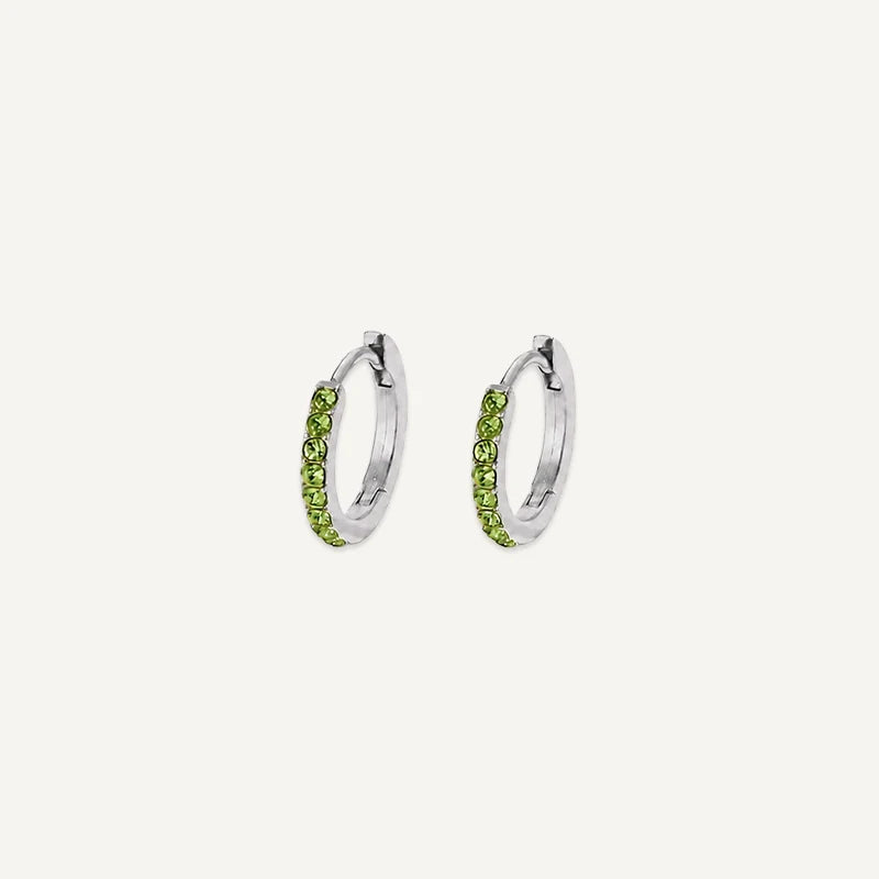 Boucles d'Oreilles Créoles Pierre de Naissance Argent Août