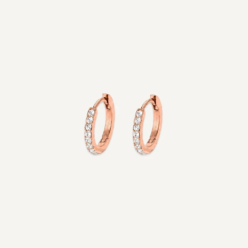 Boucles d'Oreilles Créoles Pierre de Naissance Or Rose Avril