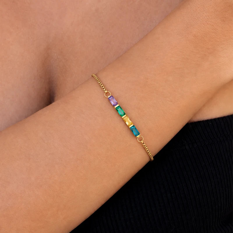 Bracelet Barre Pierres de Naissance Femme