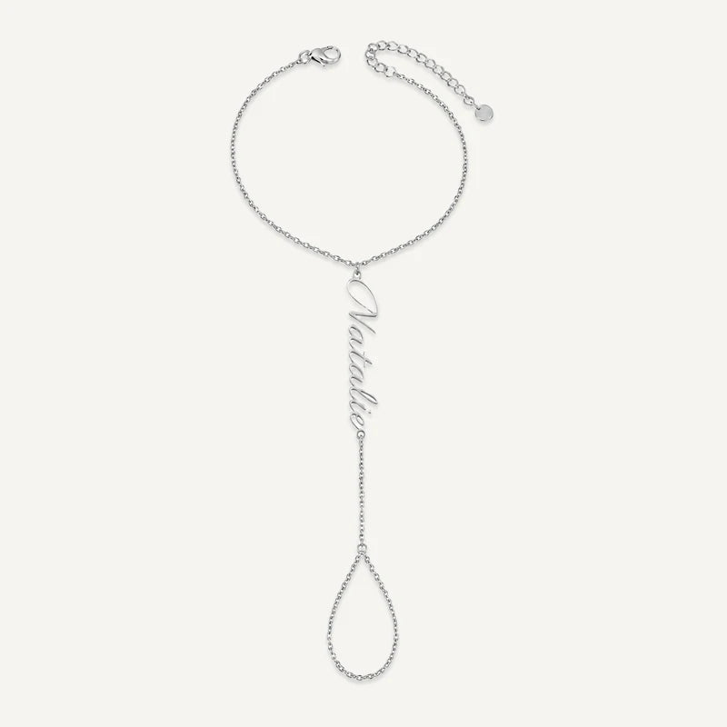 Bracelet Chaîne de Doigt Prénom Argent