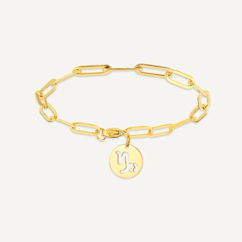 Bracelet chaîne Maillons Signe Astrologique Or Capricorne