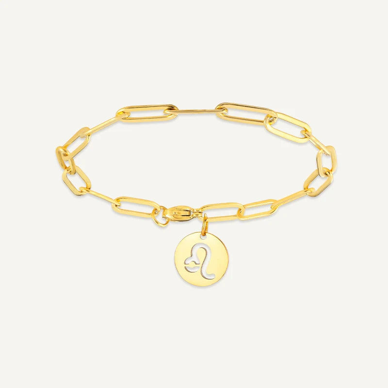 Bracelet chaîne Maillons Signe Astrologique Or Lion