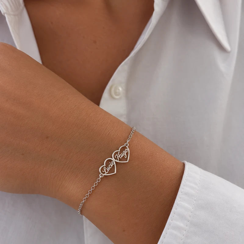 Bracelet Cœurs Prénoms Argent Femme