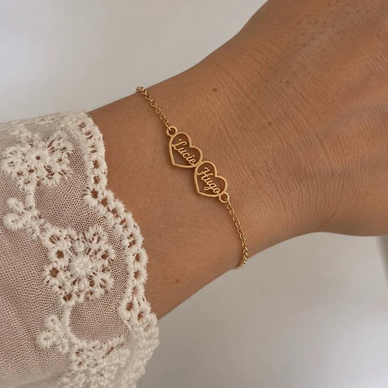 Bracelet Cœurs Prénoms Or Femme