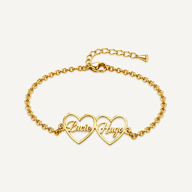 Bracelet Cœurs Prénoms Or