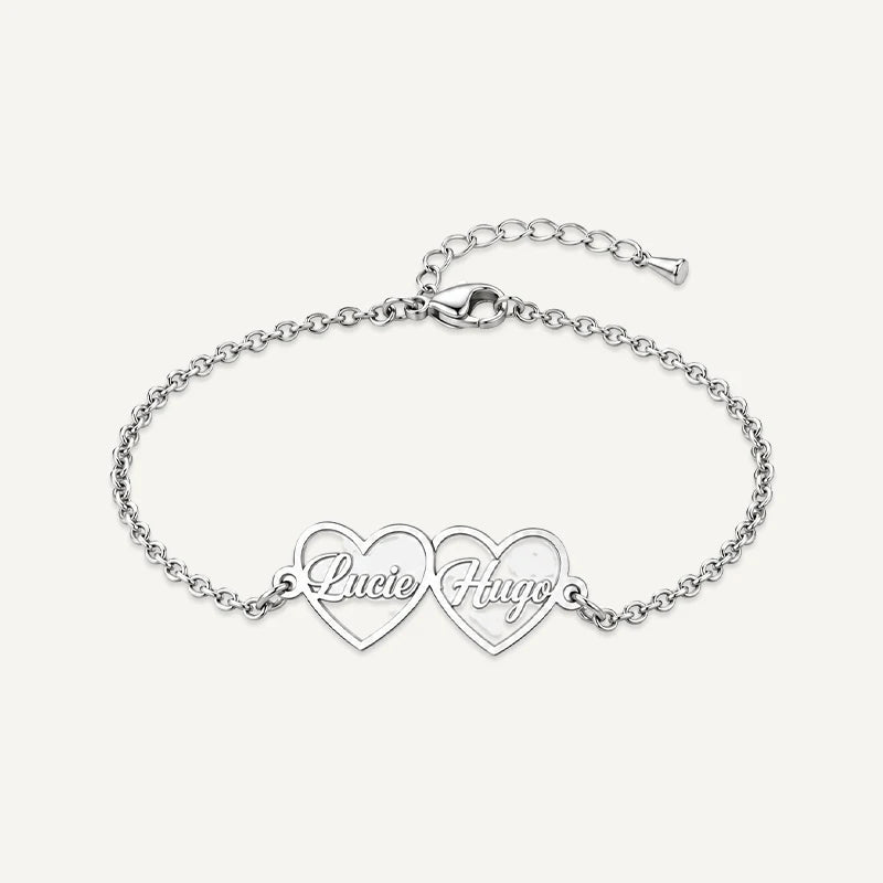 Bracelet Cœurs Prénoms Argent