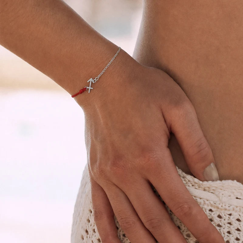 Bracelet Cordon Chaîne Signe Astrologique Argent Femme