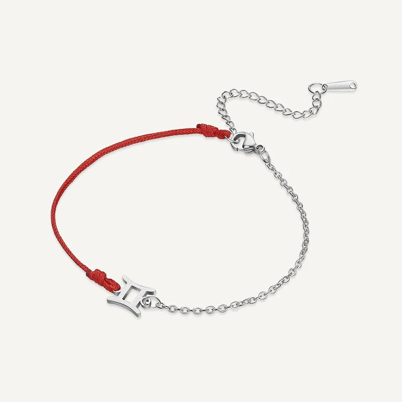 Bracelet Cordon Chaîne Signe Astrologique Argent Gémeaux