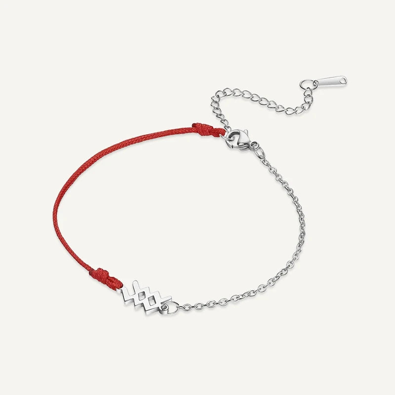 Bracelet Cordon Chaîne Signe Astrologique Argent Verseau