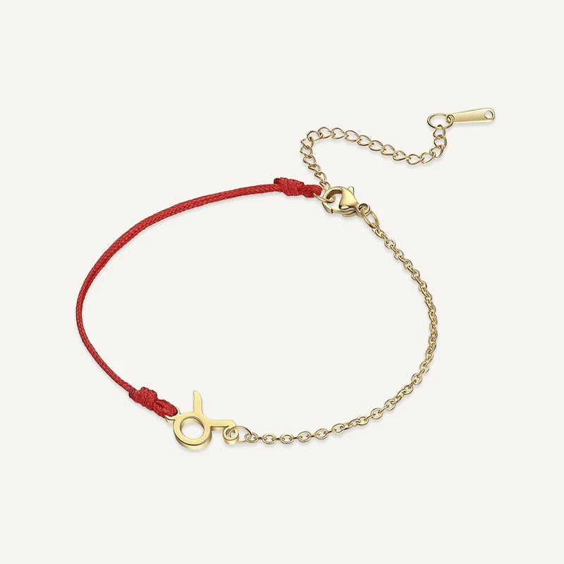 Bracelet Cordon Chaîne Signe Astrologique Or Taureau