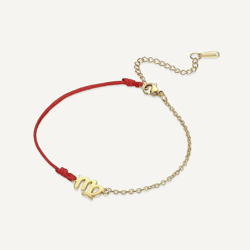 Bracelet Cordon Chaîne Signe Astrologique Or Vierge