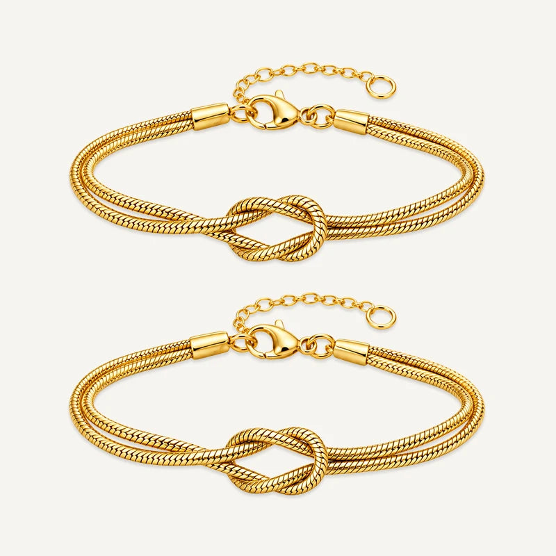 Bracelet Couple Nœud Éternel Or
