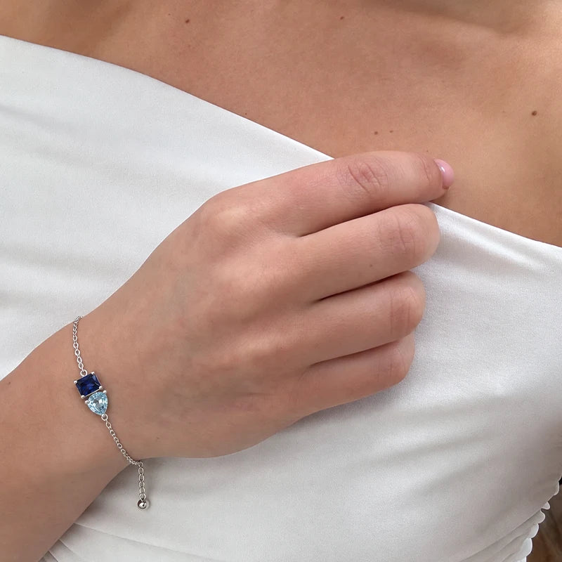Bracelet Duo Pierres de Naissance Argent Femme
