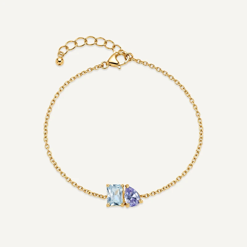Bracelet Duo Pierres de Naissance Or Acier Inoxydable