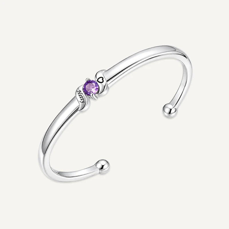 Bracelet Gravure avec Pierres de Naissance Argent 1