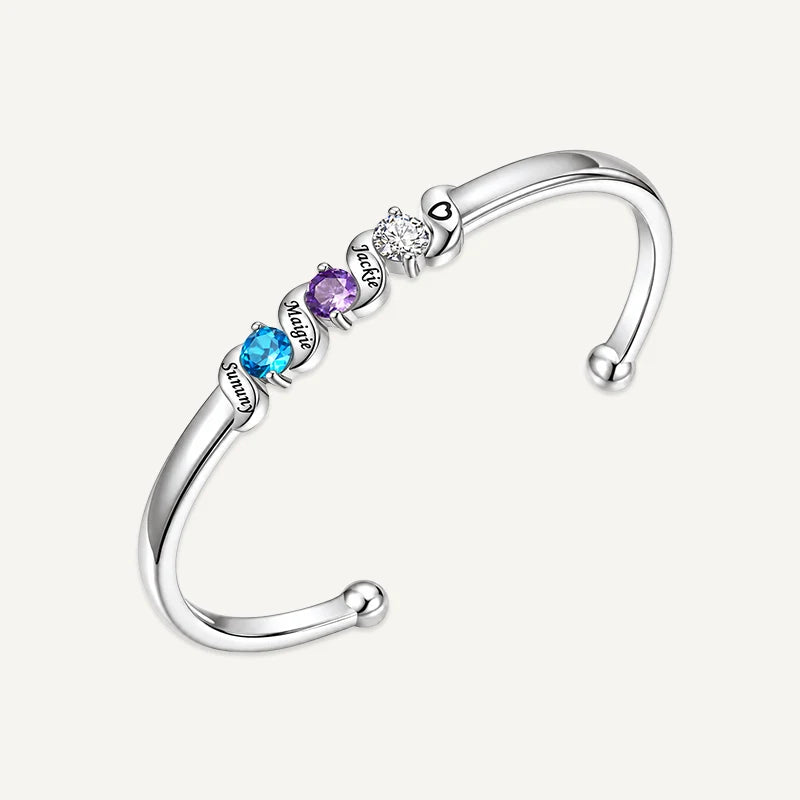 Bracelet Gravure avec Pierres de Naissance Argent 3