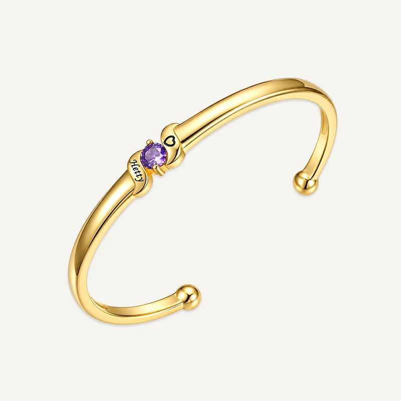 Bracelet Gravure avec Pierres de Naissance Or 1