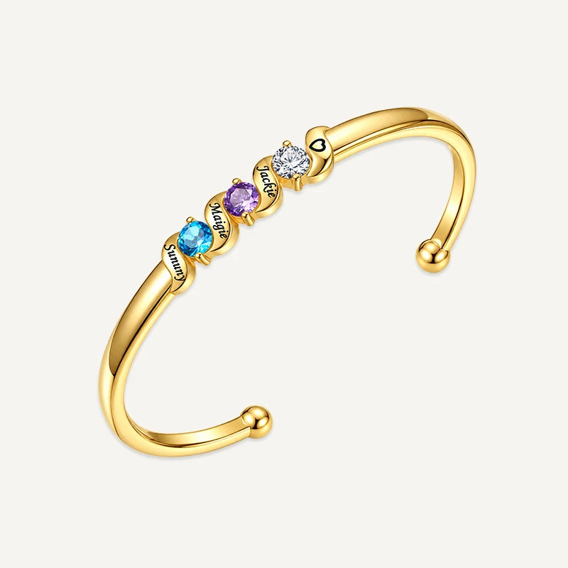 Bracelet Gravure avec Pierres de Naissance Or 3