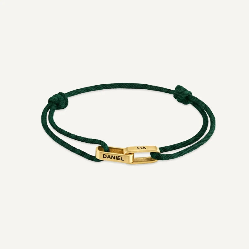 Bracelet Homme 2 Prénoms Gravés Or Vert