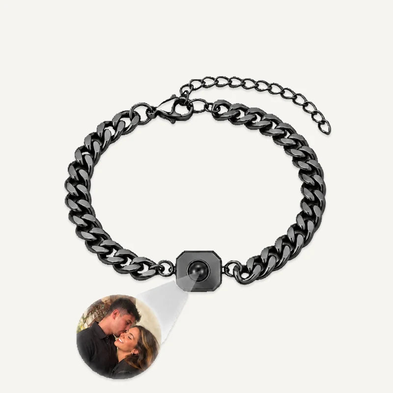Bracelet Homme Carré Projection Photo Noir