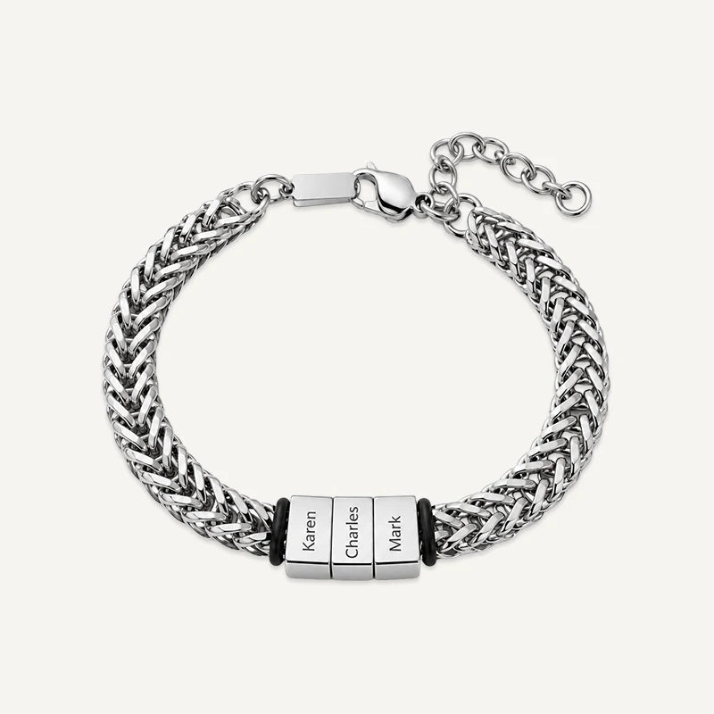 Bracelet Homme Multi-Prénoms Gravés Argent