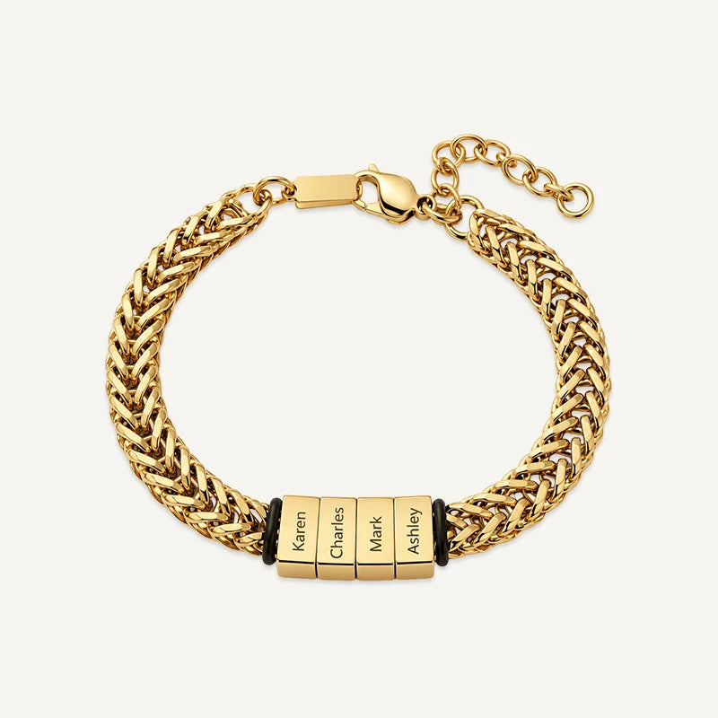 Bracelet Homme Multi-Prénoms Gravés Or