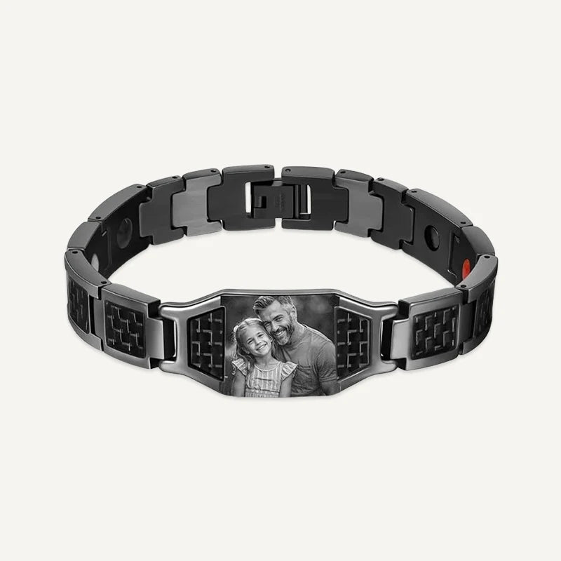 Bracelet Homme Photo Personnalisée Noir
