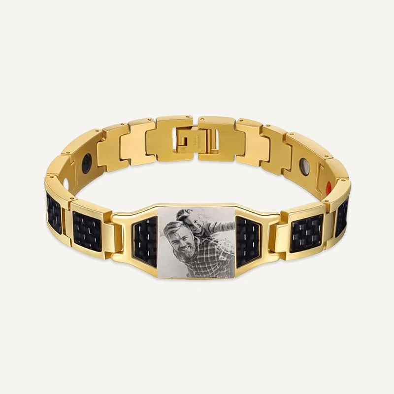 Bracelet Homme Photo Personnalisée Or