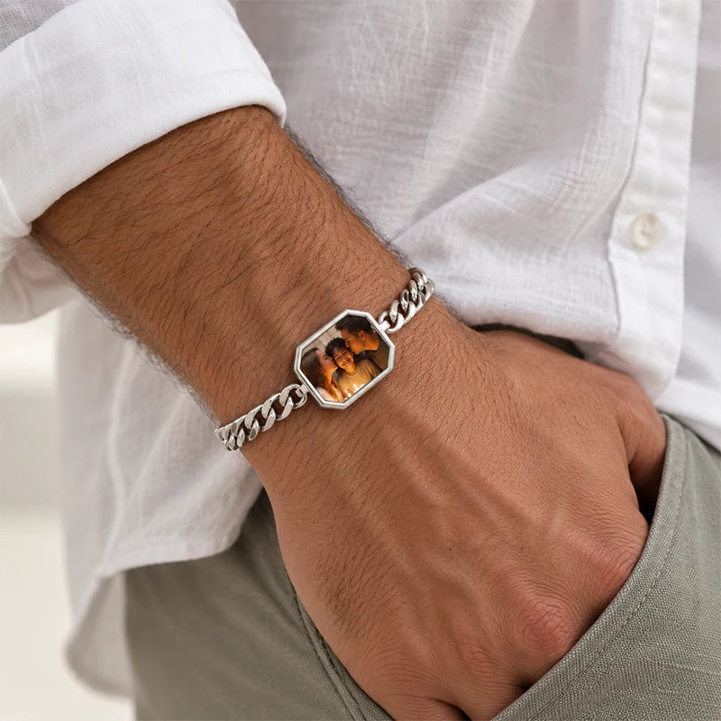 Bracelet Homme Photo Thermique Argent Homme