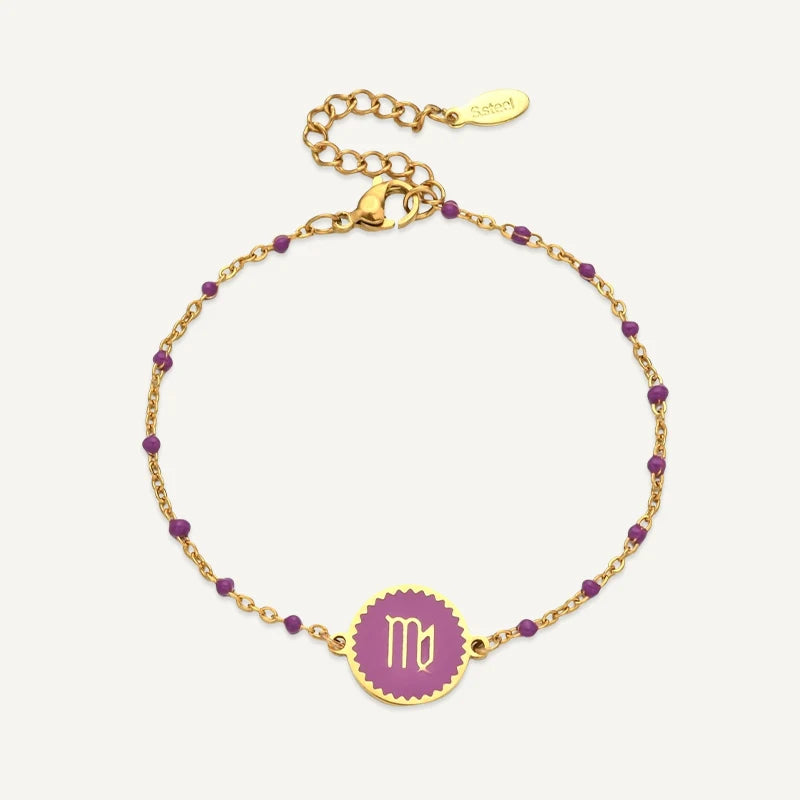 Bracelet Médaillon Coloré Signe Astrologique Vierge