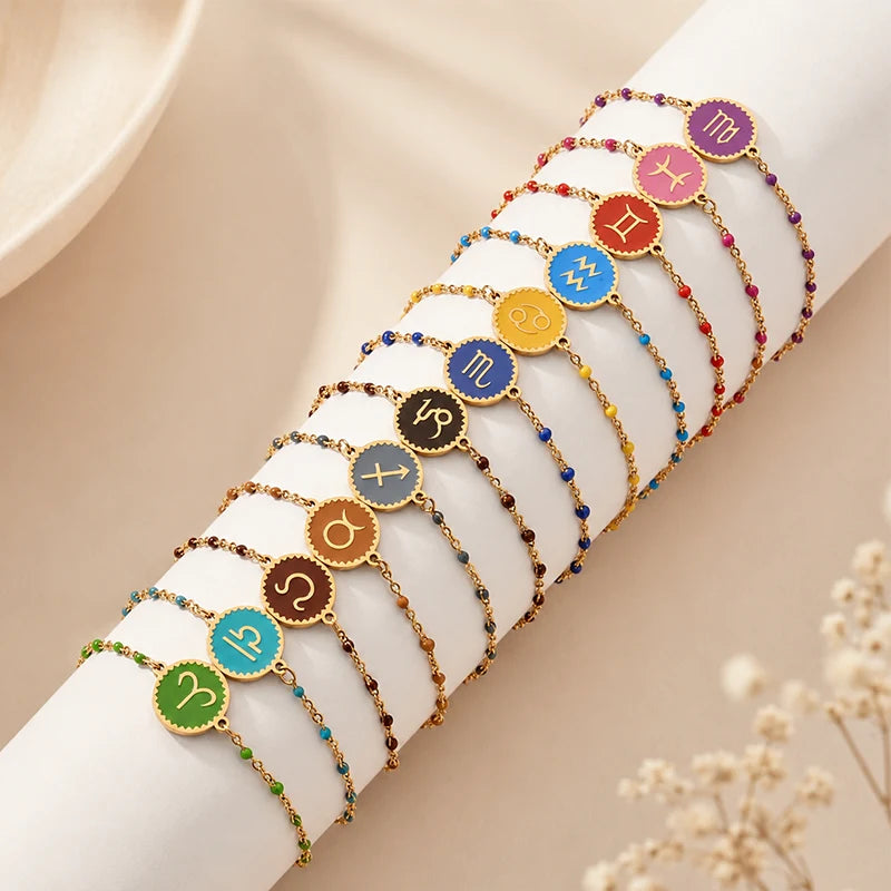 Bracelet Médaillon Coloré Signe Astrologique