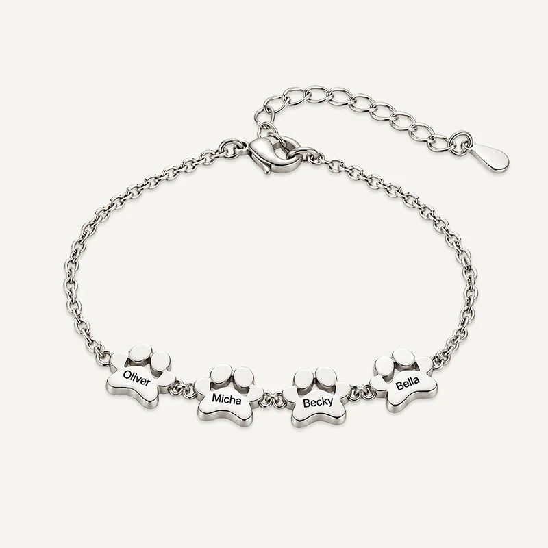 Bracelet Patte de Chien Personnalisé Argent 4