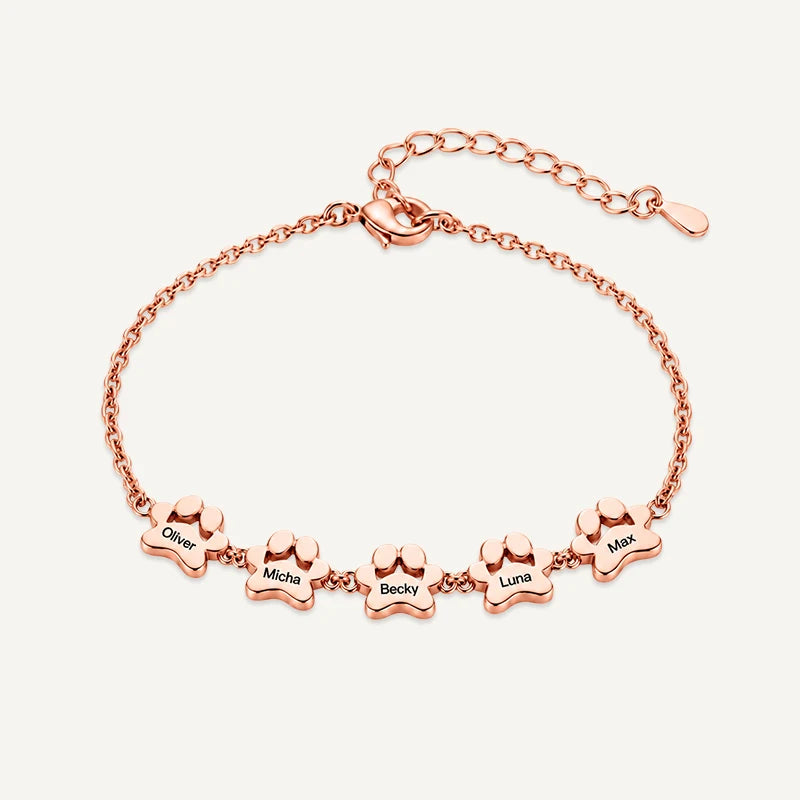 Bracelet Patte de Chien Personnalisé Or Rose 5