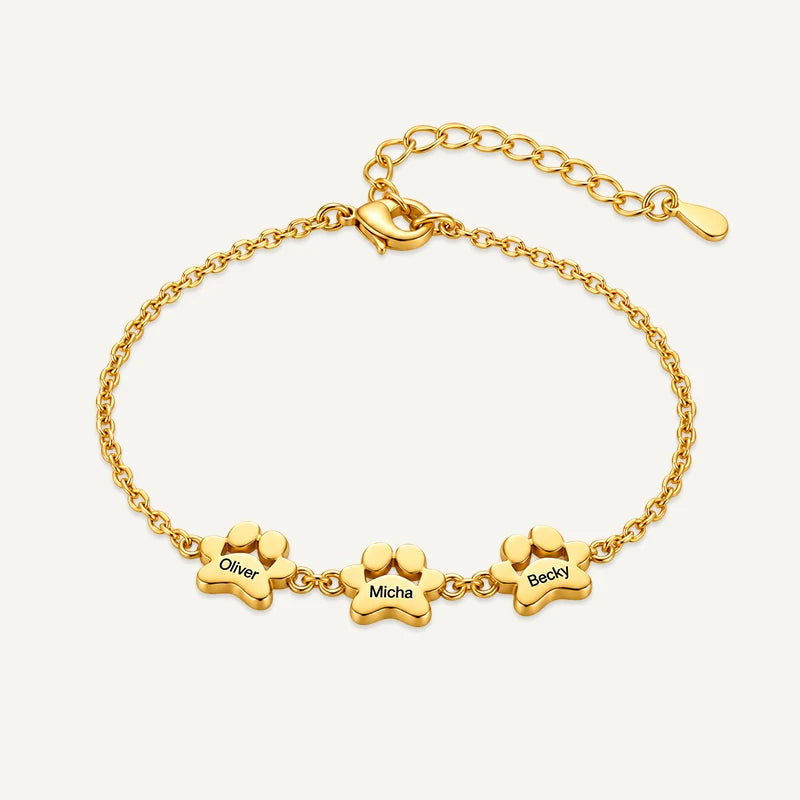 Bracelet Patte de Chien Personnalisé Or 