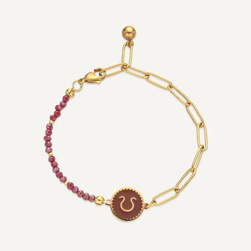 Bracelet Perles Colorées Signe Astrologique Lion