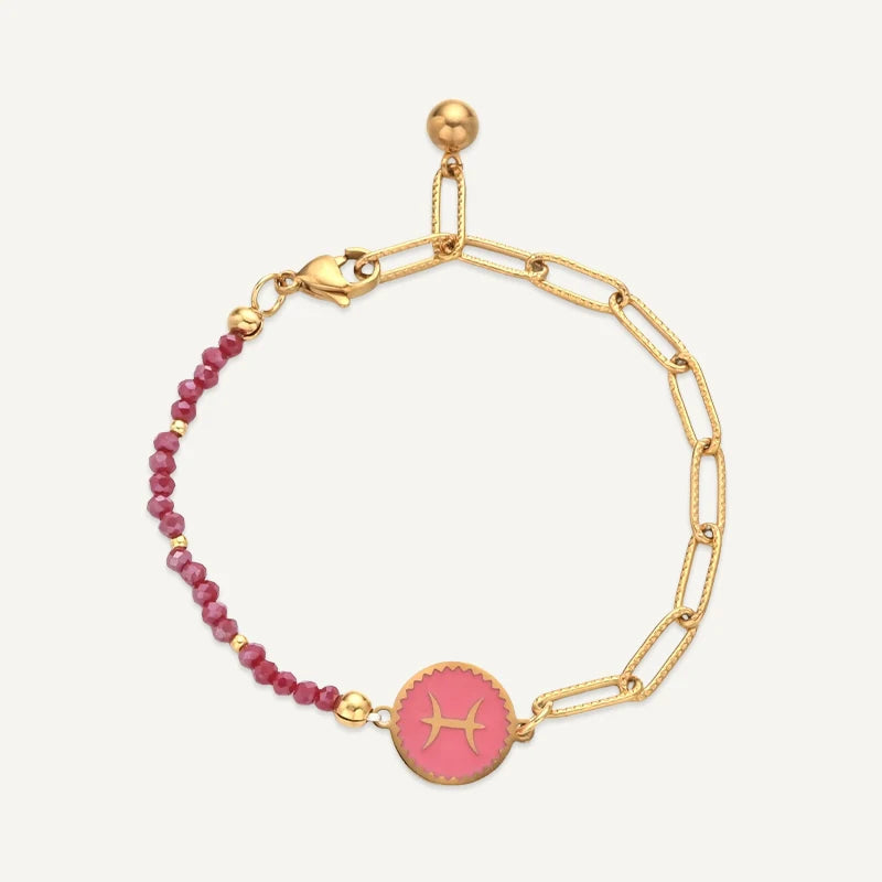 Bracelet Perles Colorées Signe Astrologique Poissons