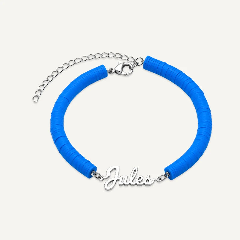 Bracelet Prénom Enfant Coloré Argent Bleu