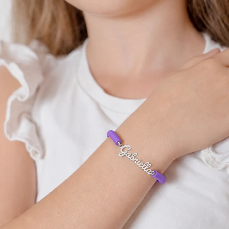 Bracelet Prénom Enfant Coloré Argent Enfant
