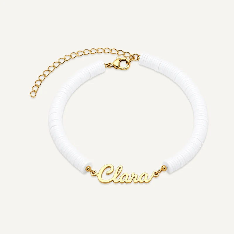 Bracelet Prénom Enfant Coloré Or Blanc
