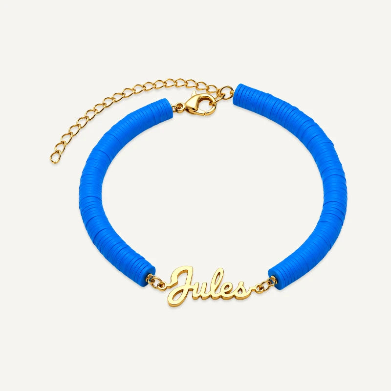 Bracelet Prénom Enfant Coloré Or Bleu