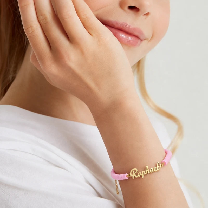 Bracelet Prénom Enfant Coloré Or Enfant