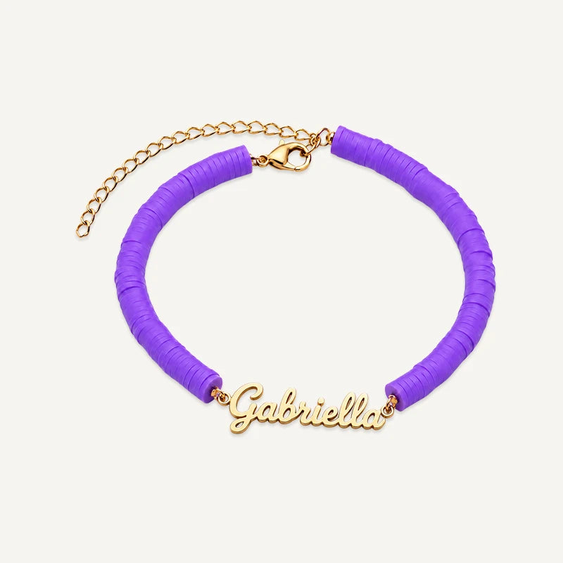 Bracelet Prénom Enfant Coloré Or Violet