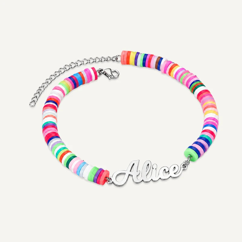 Bracelet Prénom Enfant Multicolore Argent